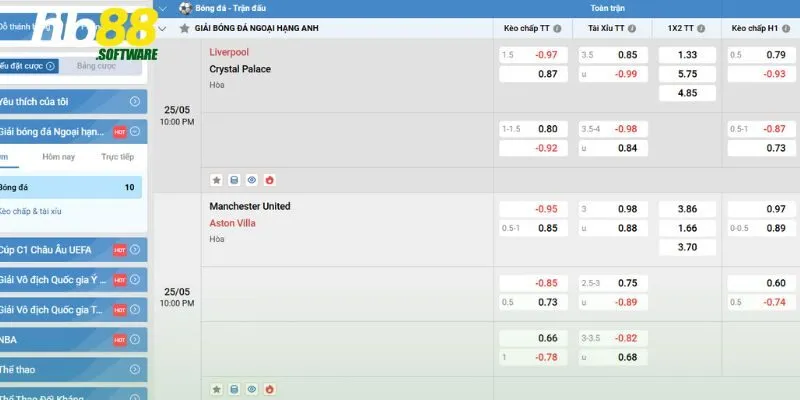 Ví dụ về kèo cá cược Châu Âu 